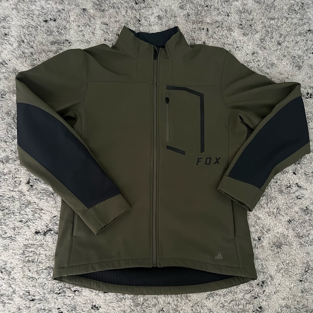 Fox Racing Attack Fire Jacket Mens XL Full Zip Olive Green Fleece Lined